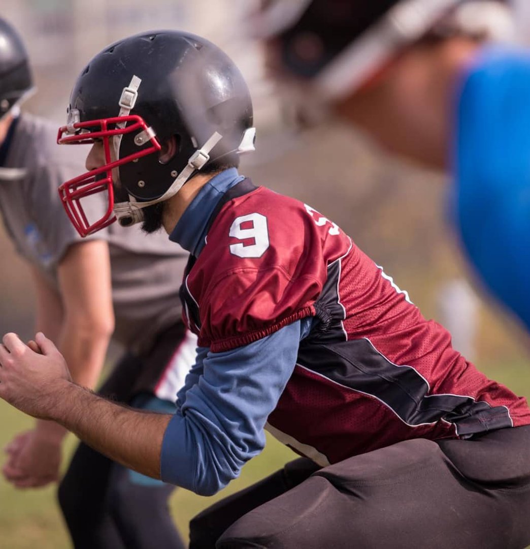 Football player in action during a game