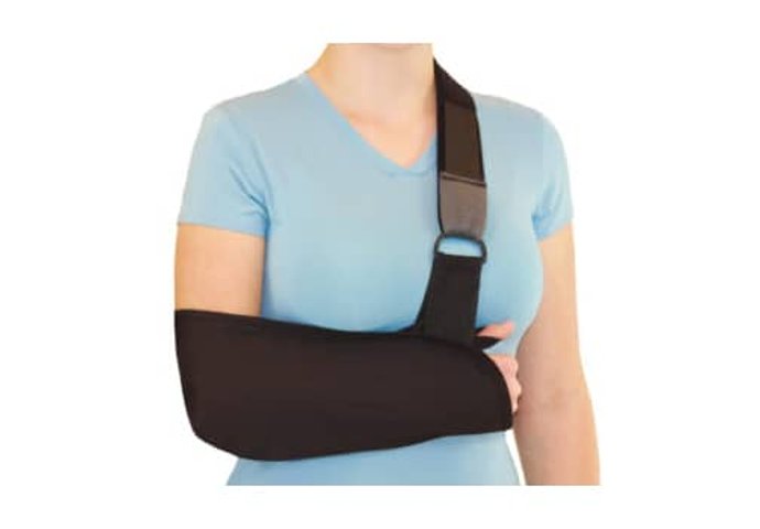 Arm sling with padded shoulder strap